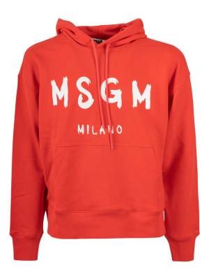 Msgm Logo Printed Hoodie