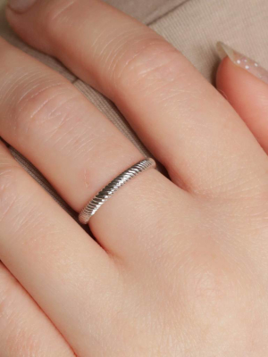 Etched Band Ring In Silver