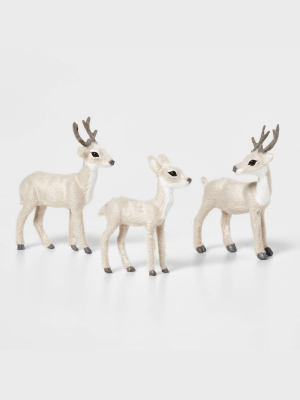 3ct Deer Set Decorative Figurine Gray - Wondershop™