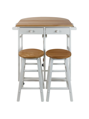 Breakfast Cart With Drop Leaf Table & Stool Set - Flora Home