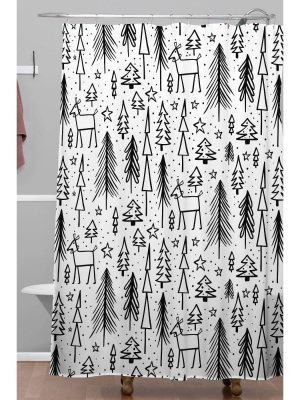 Heather Dutton Winter Wonderland Christmas Shower Curtain Black/white - Deny Designs