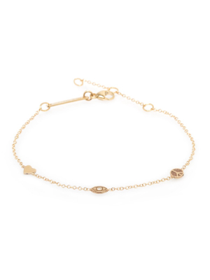 14k Peace And Love Itty Bitty Bracelet