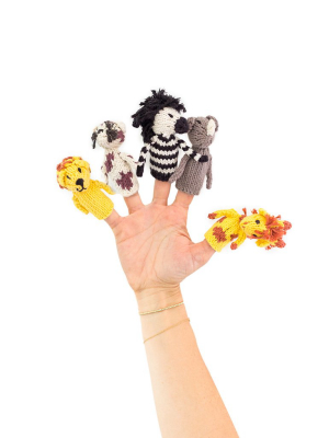 Knitted Finger Puppet Set - Safari Animals