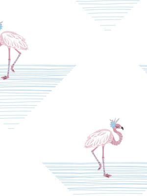 Dancing Flamingos Wallpaper In Fuchsia And Sky Blue From The Day Dreamers Collection By Seabrook Wallcoverings