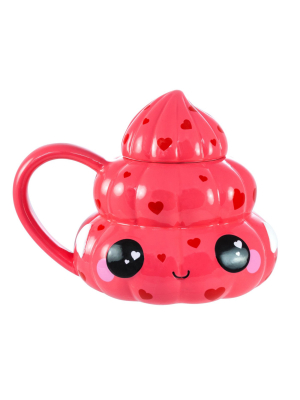 Underground Toys Glitter Galaxy Pink Poop Emoji 20oz Ceramic Mug With Lid