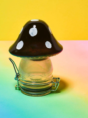 Mushroom Glass Stash Jar - Black