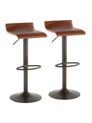 Set Of 2 Ale Industrial Adjustable Barstools - Lumisource