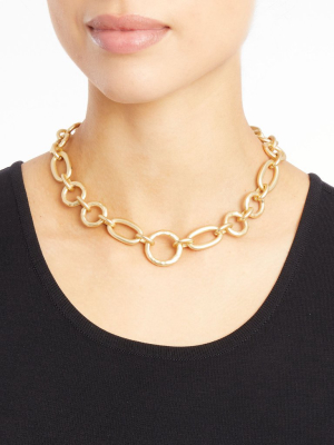 Gold Hammered Link Necklace