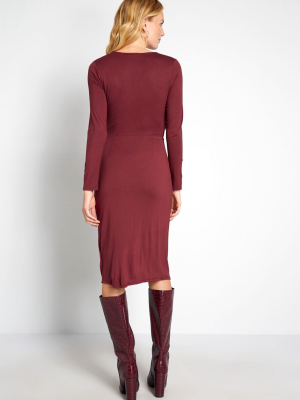 Knit On The Town Faux-wrap Dress