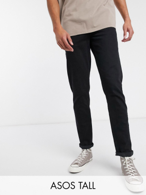 Asos Design Tall Tapered Jeans In Black