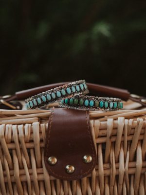 Turquoise Stone Stamped Cuff - Final Sale