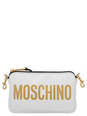 Moschino Logo Printed Chain Shoulder Bag