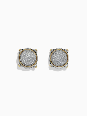 Effy 925 Sterling Silver & 18k Gold Diamond Earrings, 0.29 Tcw