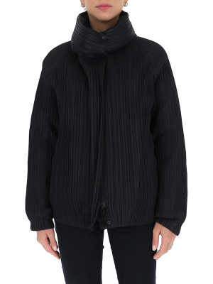 Pleats Please By Issey Miyake Pleated Bomber Jacket