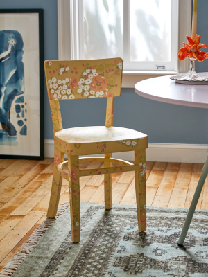 Painted Floral Wood Chair