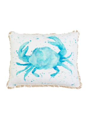 Decor Therapy 16"x20" Crab Splatter Printed Faux Linen Loop Throw Pillow White/blue