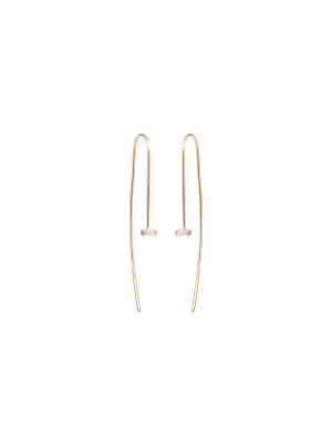 14k Baguette Diamond Wire Earrings