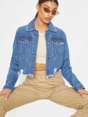 Tall Mid Wash Cropped Denim Jacket