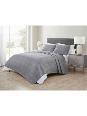 Queen 3pc Grid Quilt Set - Jade + Oake