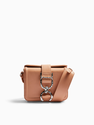 Apricot Hammered Metal Cross Body Bag