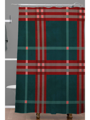 Emanuela Carratoni Tartan Theme Christmas Shower Curtain Red/green - Deny Designs