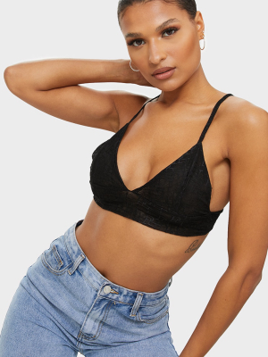 Prettylittlething Black Mesh Monogram Bralet