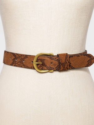 Women's Suede Snake Horseshoe Belt - Universal Thread™ Desert Tan