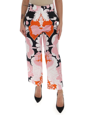 Valentino Flower Printed Cropped Pants