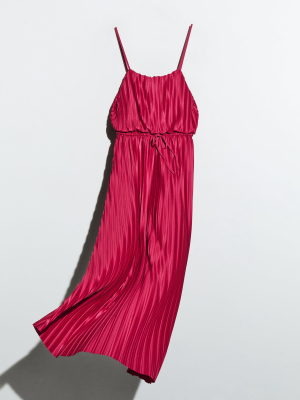 Pleated Dress With Straps