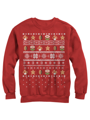 Men's Nintendo Ugly Christmas Mario Points Sweatshirt