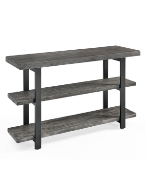 48" Pomona Metal And Reclaimed Wood Media/console Table Slate Gray - Alaterre Furniture