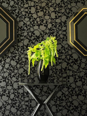 Skulls Flocked Wallpaper In Black By Barbara Hulanicki For Graham & Brown