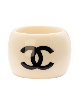 Chanel White Acrylic Clamper Bangle