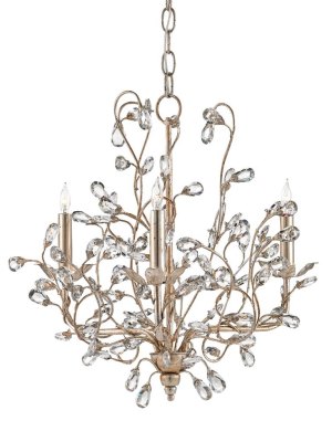 Small Crystal Bud Chandelier In Silver Granello