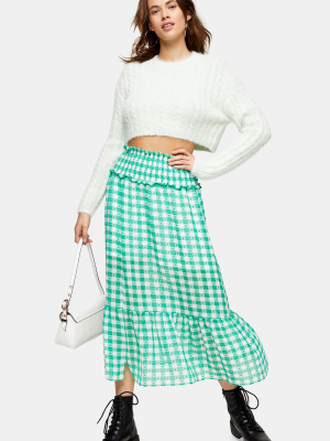 Green Gingham Spot Tiered Skirt