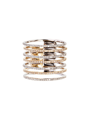 Mega 2-in-1 Band Ring - White & Yellow Gold