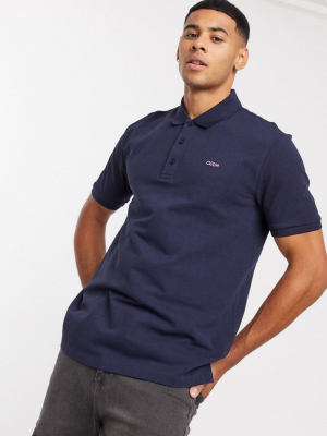 Hugo Donos203 Contrast Logo Polo In Navy