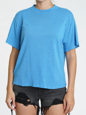 Palmer Hemp Box Tee - Malibu Blue