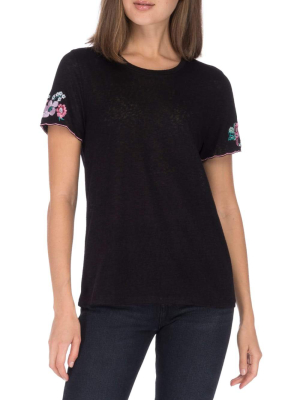 Embroidered Sleeve Caty Top