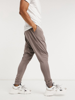 Asos Design Two-piece Lightweight Extreme Drop Crotch Sweatpants In Brown