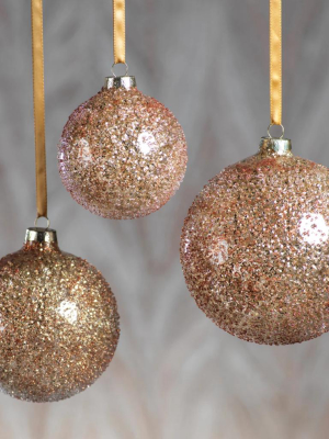 Burnt Gold Beaded Ball Ornament