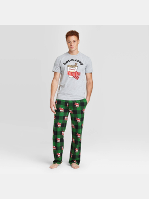 Men's Maruchan Hot N Cozy Pajama Set - Light Heather Gray/green
