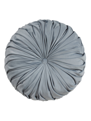 14" Round Velvet Pintucked Poly Filled Throw Pillow Blue/gray - Saro Lifestyle