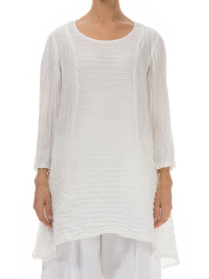 Crinkled Two Pockets White Tunic