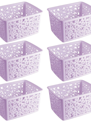 Mdesign Bathroom Storage Organizer Bin, Large, Floral, 6 Pack