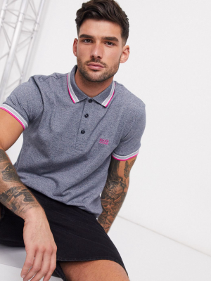 Boss Athleisure Paddy Tipped Polo In Navy