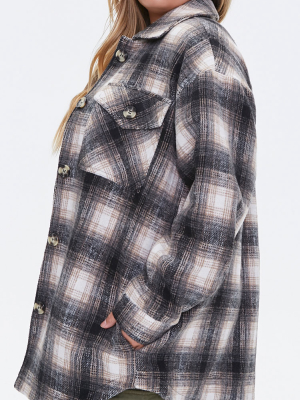 Plus Size Plaid Button-front Jacket