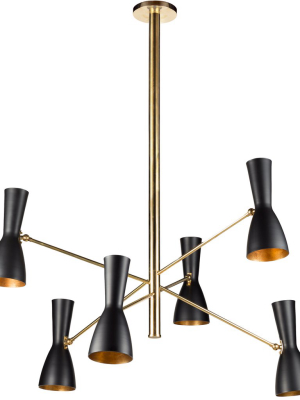 Wormhole 6-arm Ceiling Lamp - Black & Gold