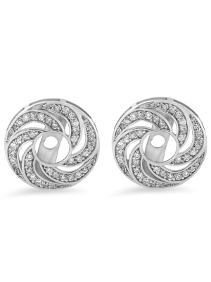 Pompeii3 Women's 1/2ct Diamond Earring Halo Jackets Solid 14k White Gold (up To 4mm)
