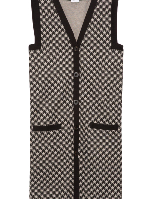 Vest Houndstooth Dress In Black/natural